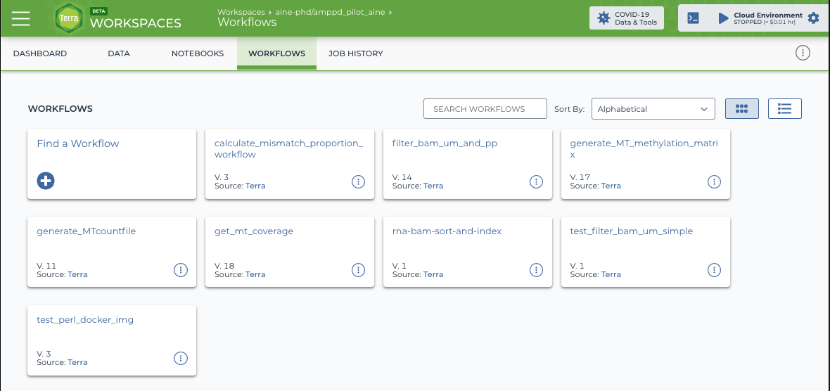 The workflow tab